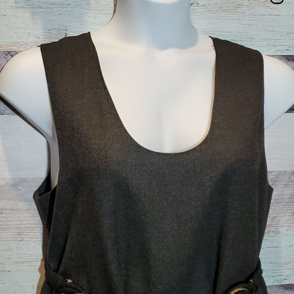 Harve Benard 100% Wool Dark Gray Sleeveless Shift Dress Maxi POCKETS Sz 12 - Picture 3 of 7